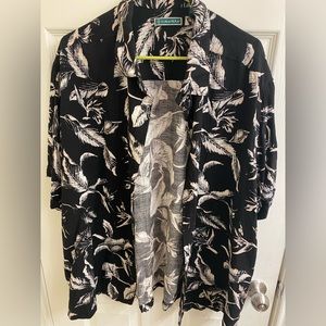 Cubavera XXL Mens Short Sleeve Button Up Black/white